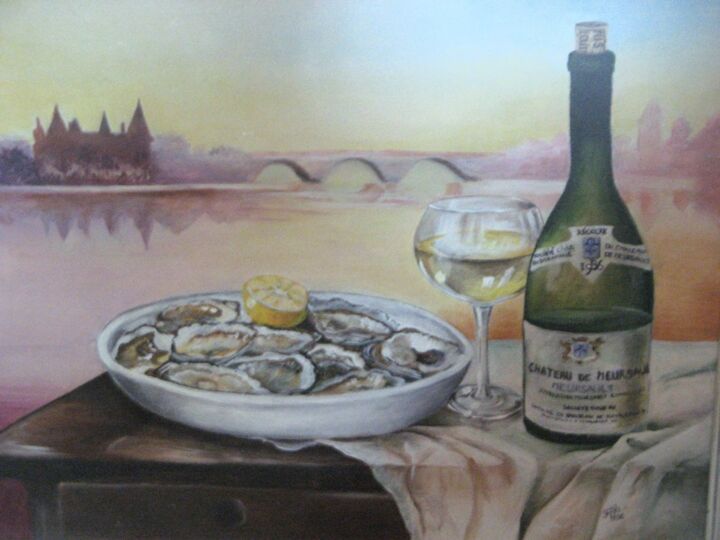 Peinture intitulée "Huîtres et Meursaul…" par Fleurlise Artiste Peintre Et Sculpteur, Œuvre d'art originale, Acrylique
