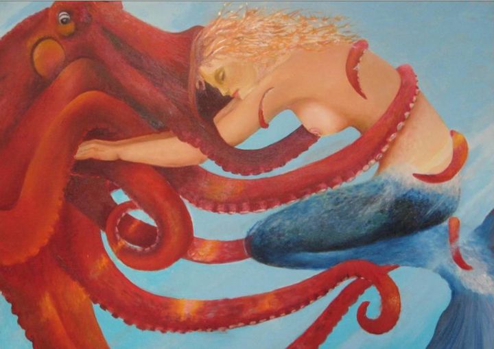 Painting titled "leda-mare.jpg" by Fleurlise, Original Artwork, Oil