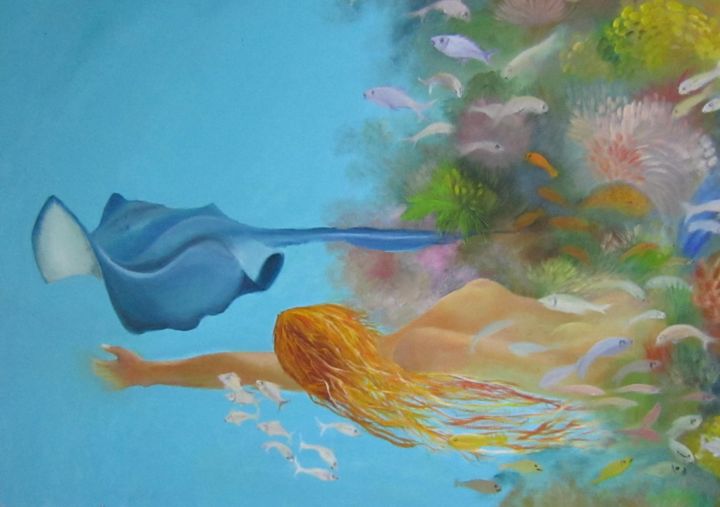 Peinture intitulée "sirene-electrique.j…" par Fleurlise, Œuvre d'art originale, Huile