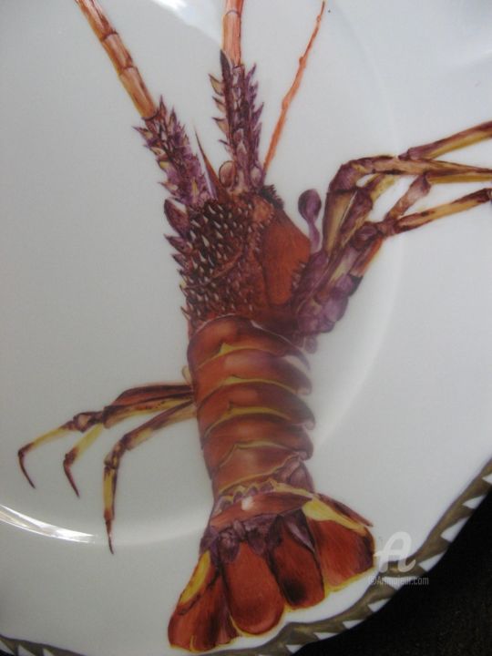 Design intitulada "Langouste" por Fleurlise Artiste Peintre Et Sculpteur A, Obras de arte originais, Quadro de Arte