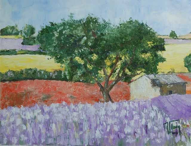 Painting titled "Plateau de Valensole" by Alain Fleury, Original Artwork