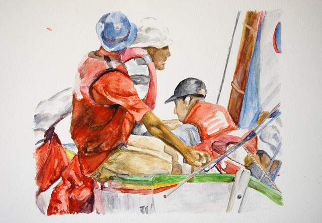 Pittura intitolato "Etude sur la voile…" da Alain Fleury, Opera d'arte originale