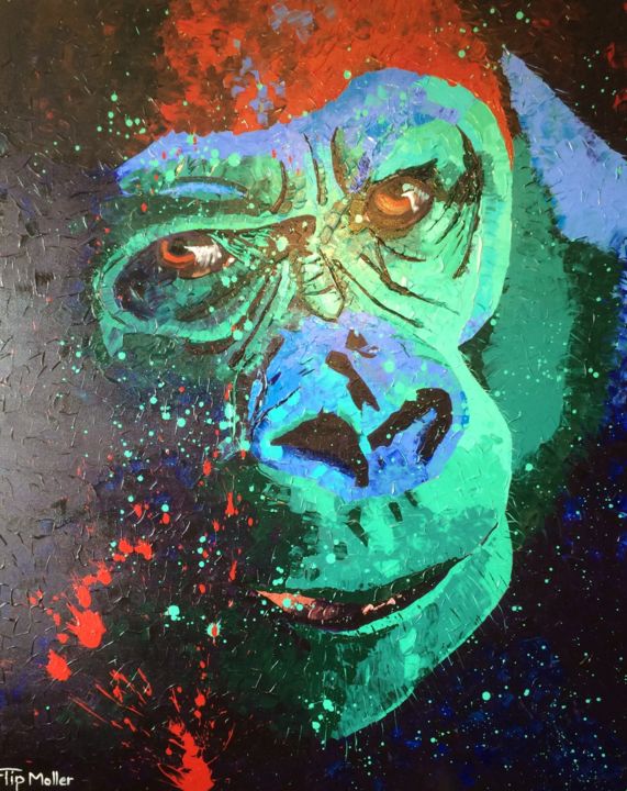 Pintura titulada "Gorilla" por Flip Moller, Obra de arte original, Acrílico