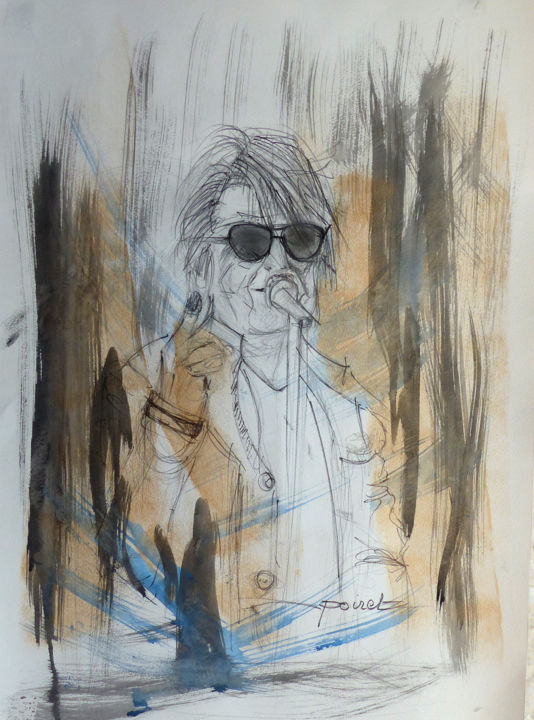 Peinture intitulée "Jacques Dutronc" par Artea, Œuvre d'art originale, Acrylique