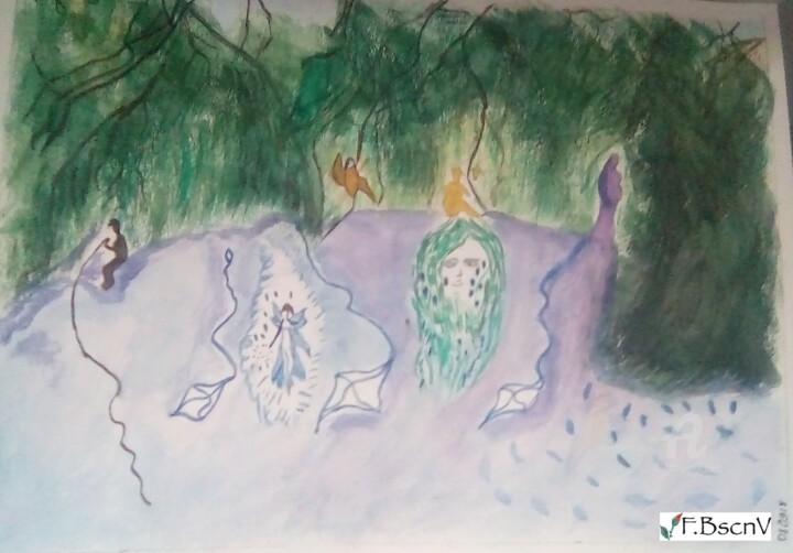 Peinture intitulée "Mère nature" par Fbscnv, Œuvre d'art originale, Aquarelle