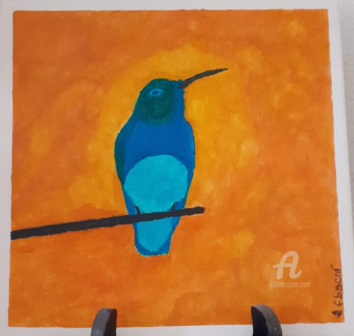 Peinture intitulée "le colibris" par Fbscnv, Œuvre d'art originale, Acrylique