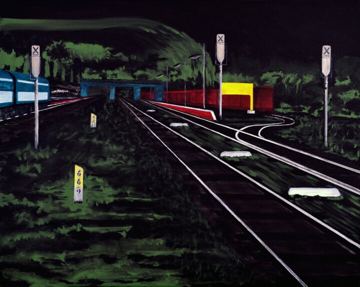Peinture intitulée "Arrivée quai 66/9" par Flo.Lysine, Œuvre d'art originale, Acrylique