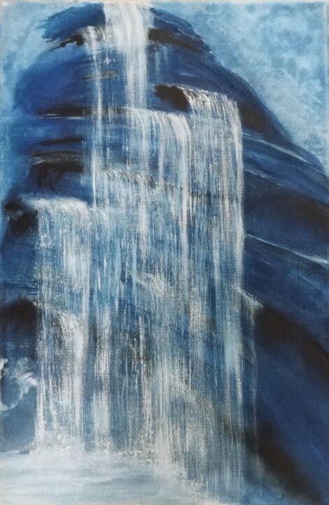 Peinture intitulée "Indigo Blues 6" par Flo.Lysine, Œuvre d'art originale, Pigments Monté sur Châssis en bois