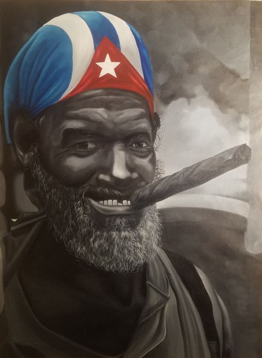 Painting titled "CUBANO VIEJO" by Florian Sauvage, Original Artwork