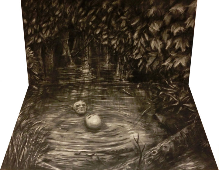 Rysunek zatytułowany „Searching for Monet.” autorstwa Float010, Oryginalna praca, Węgiel drzewny