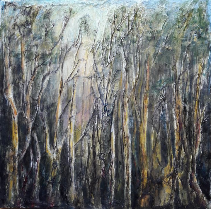 Painting titled "Forêt" by Florence Faure, Original Artwork, Oil