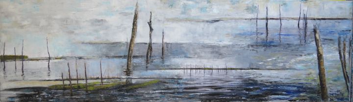 Painting titled "Horizon mer" by Florence Faure, Original Artwork, Oil