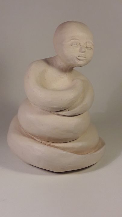 Sculpture titled "Méditation" by Florence Faure, Original Artwork, Terra cotta