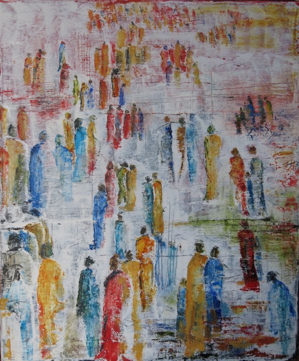 Painting titled "Migration" by Florence Faure, Original Artwork, Oil