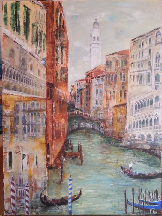 Painting titled "Venise" by Florence Faure, Original Artwork, Oil