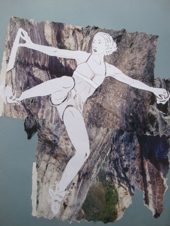 Collages intitulée "Entre roc et résine" par Flog, Œuvre d'art originale, Collages