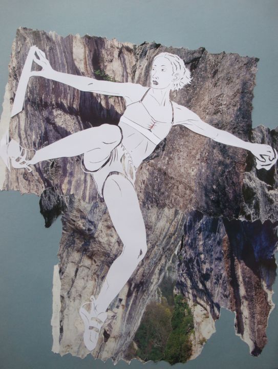 Collages titled "Entre roc et résine" by Flog, Original Artwork, Collages