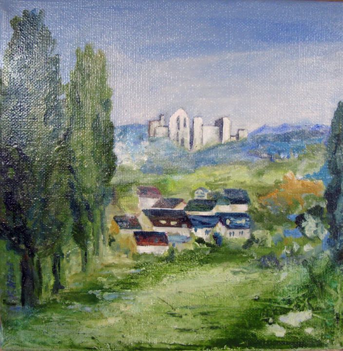 Pintura intitulada "village Chevreuse.j…" por Flor Héliot, Obras de arte originais, Óleo