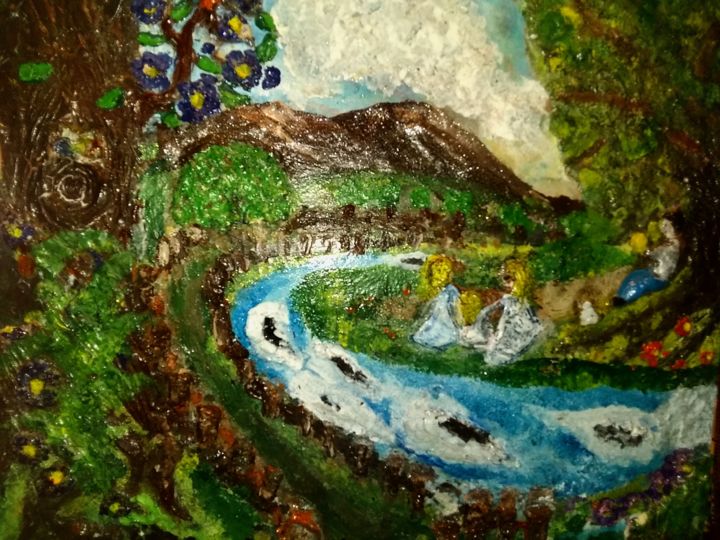 Картина под названием "In my Dreams" - Rita White, Подлинное произведение искусства, Акрил Установлен на Деревянная панель