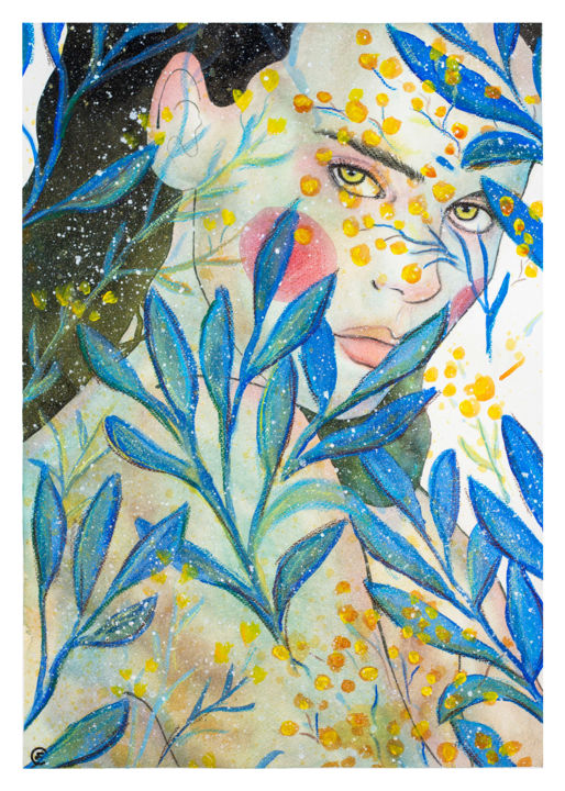 Malerei mit dem Titel "Smilax" von Flora Cefalo, Original-Kunstwerk, Aquarell