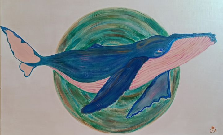 Painting titled "BALEINE" by Flora Channel, Original Artwork, Acrylic