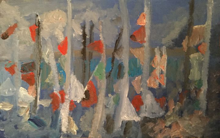 Peinture intitulée "Les drapeaux" par Anne Flora De Negroni, Œuvre d'art originale