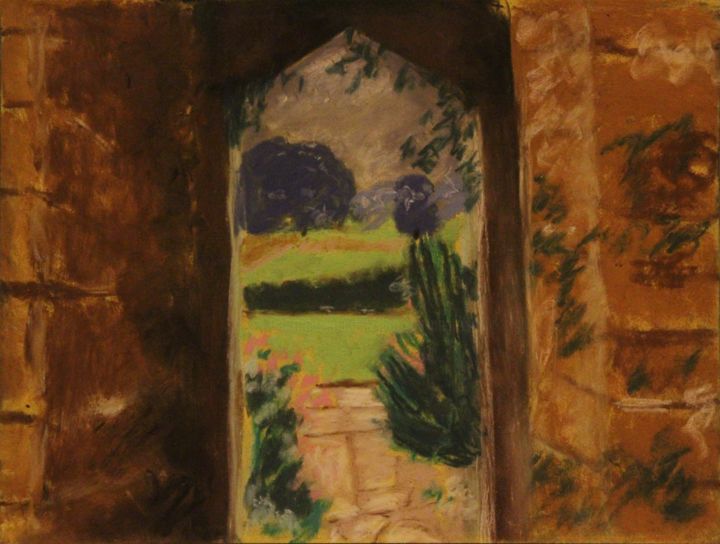 Dessin intitulée "Paysage anglais" par Anne Flora De Negroni, Œuvre d'art originale, Pastel
