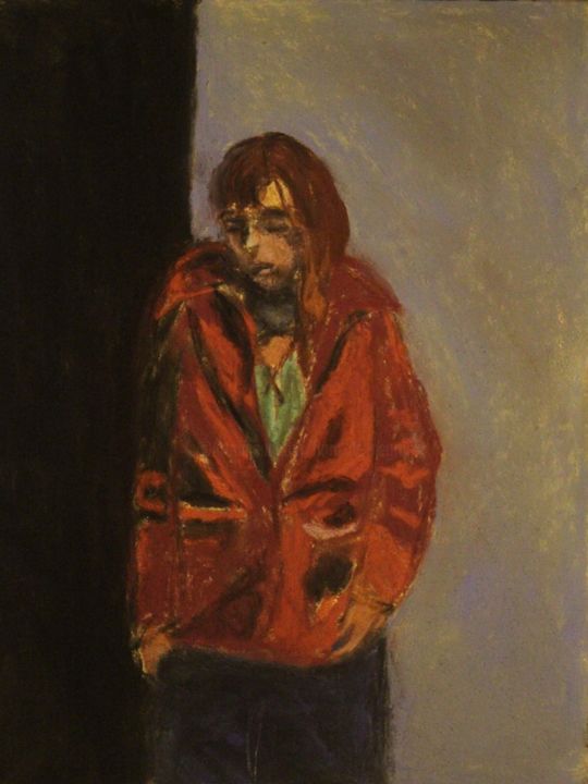 Dessin intitulée "La veste rouge" par Anne Flora De Negroni, Œuvre d'art originale, Pastel