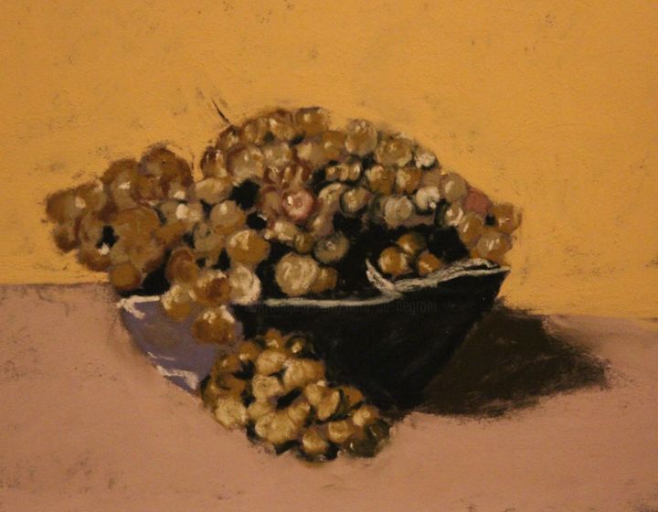 Dessin intitulée "Nature morte aux ra…" par Anne Flora De Negroni, Œuvre d'art originale, Pastel