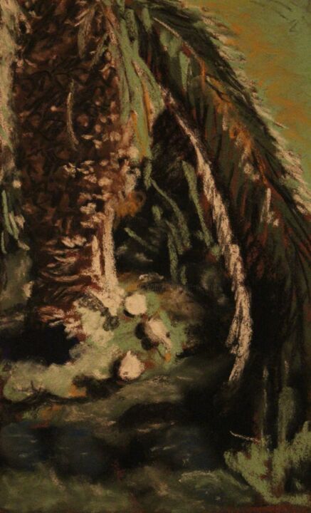 Dessin intitulée "Palmier" par Anne Flora De Negroni, Œuvre d'art originale, Pastel