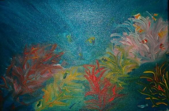 Painting titled "sea" by Flora, Original Artwork, Oil