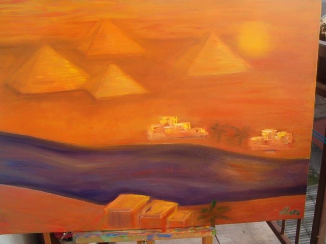 Painting titled "egypt" by Flora, Original Artwork