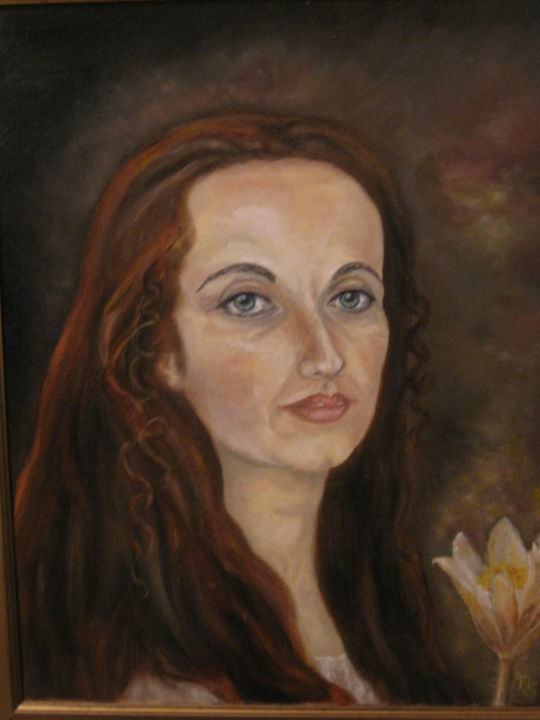 Painting titled "Autoritratto" by Flora Lalli, Original Artwork, Oil