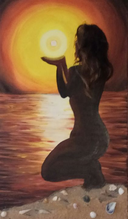 Pintura intitulada "Menina-do-mar.jpg" por Florbela Fidalgo, Obras de arte originais, Óleo