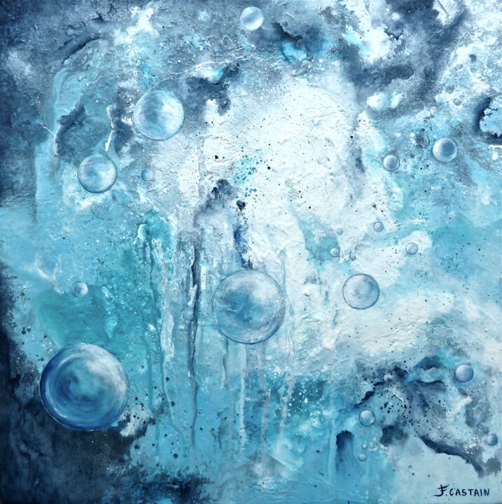 Painting titled "" Pré en bulles à V…" by Flore Castain, Original Artwork, Acrylic