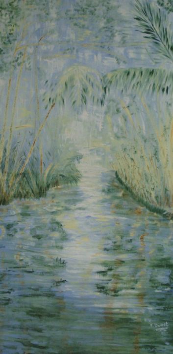 Painting titled "-La-Mangrove" by Florence Dunet-Paquet, Original Artwork, Oil