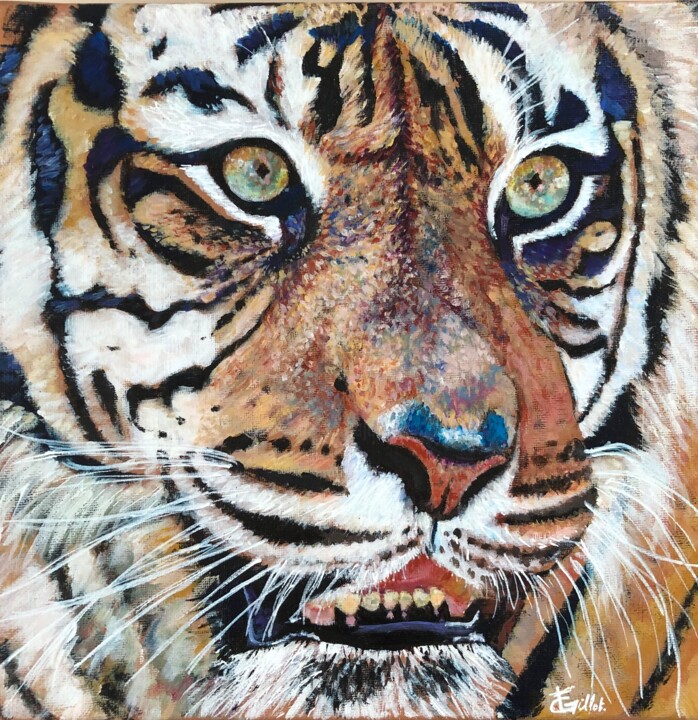 "Tigre du Népal" başlıklı Tablo Florence Gillot tarafından, Orijinal sanat, Akrilik