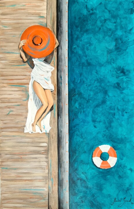 Peinture intitulée "Le chapeau orange" par Florence Giraud, Œuvre d'art originale, Acrylique