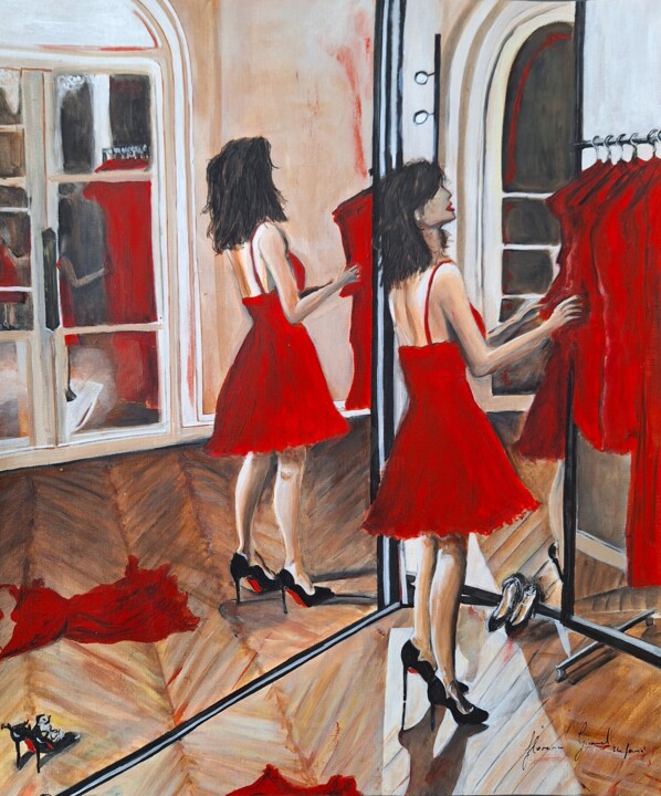 "La robe rouge" başlıklı Tablo Florence Giraud tarafından, Orijinal sanat, Akrilik