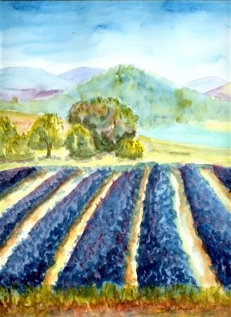 Painting titled "Provence" by Flo, Original Artwork, Watercolor