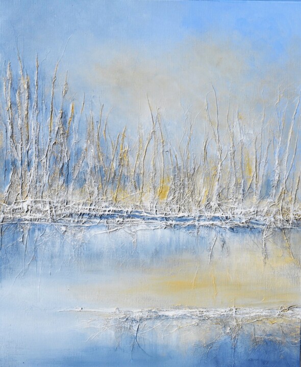 Peinture intitulée "étang givré - frost…" par Florence Hernandez, Œuvre d'art originale, Acrylique Monté sur Châssis en bois