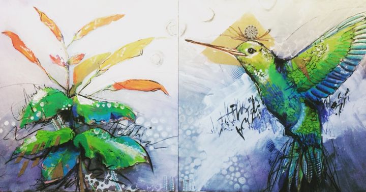 Peinture intitulée "Toujours chercher l…" par Rose_aqwa, Œuvre d'art originale, Acrylique Monté sur Carton