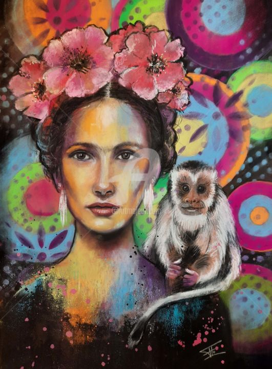 图画 标题为“Frida” 由Florence Martini (FLO), 原创艺术品, 粉彩
