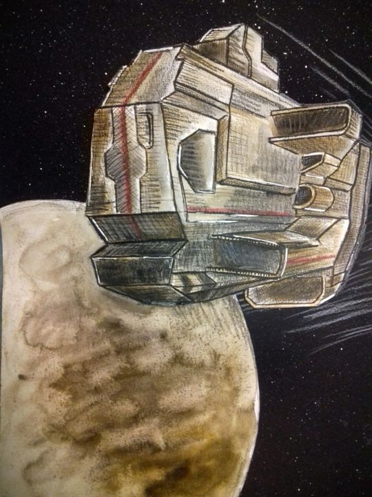 Dibujo titulada "Spaceship" por Flo R, Obra de arte original