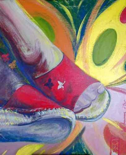 Painting titled "Les chaussons d'Eli…" by Florence So, Original Artwork
