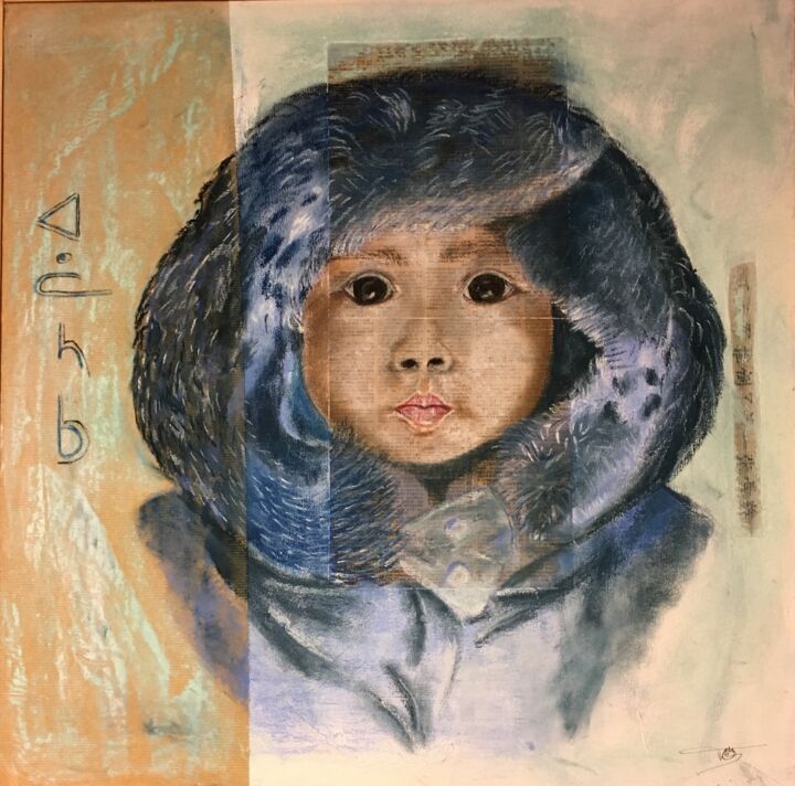 Dibujo titulada "Inuit" por Florence Yangui, Obra de arte original, Pastel