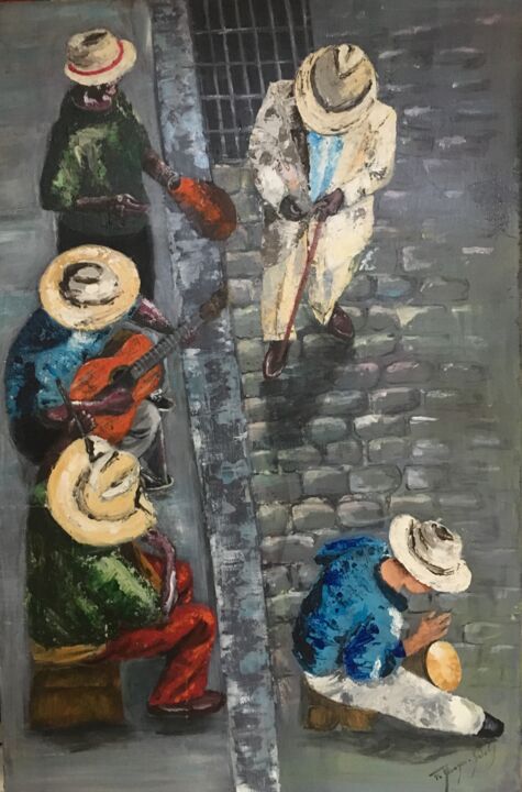 Painting titled "Los musicos" by Florence Yangui, Original Artwork, Acrylic