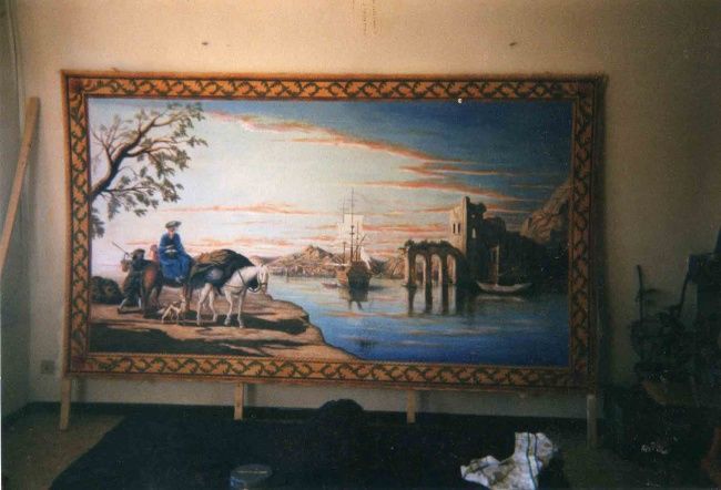 Pintura titulada "Tenture peinte à la…" por Florence Chapelle, Obra de arte original