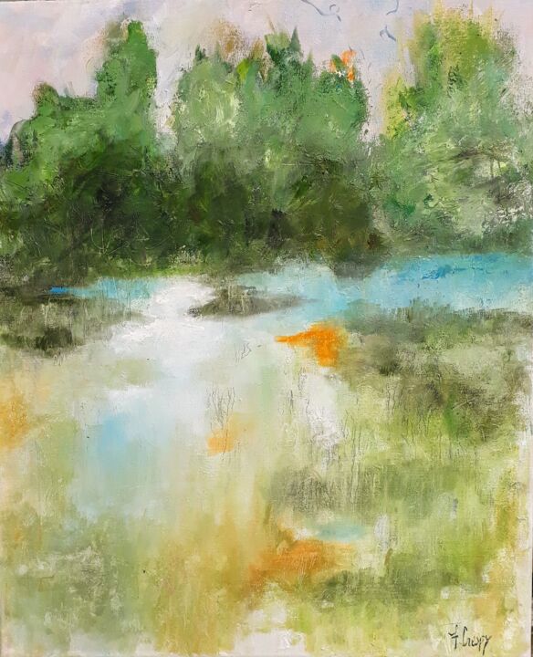 Pintura titulada "ETANG" por Florence Crespy, Obra de arte original, Oleo