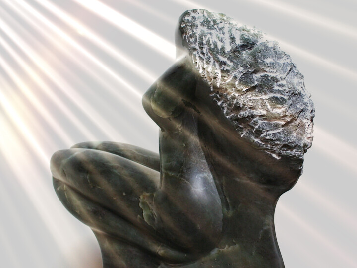 Sculpture titled "ECUME DE L' AME 3" by Florence   Duet, Original Artwork, Stone